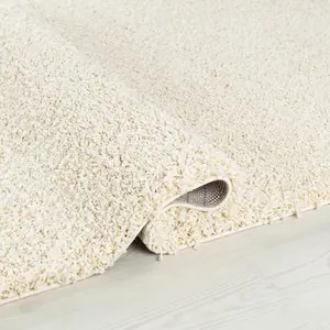 Wadan 60x110cm Cream Shaggy Rug - Rectangular Soft Touch Thick Pile Modern Area Rug - Rugs for Living & Bedroom Non Shedding