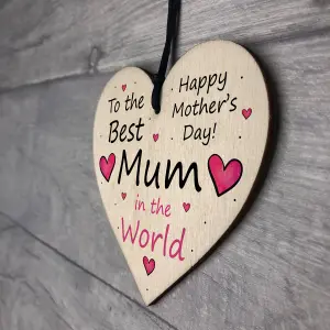 Mothers Day Gift Wooden Heart Mum Plaque Gift For Mum Mummy From Daughter Son