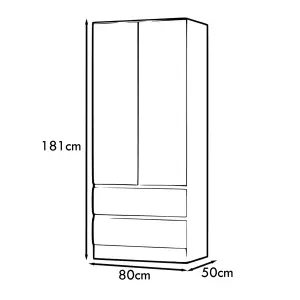 Stora 2 Door 2 Drawer Combination Wardrobe Matt White