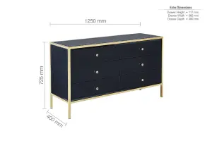 Birlea Fenwick 6 Drawer Chest Black & Gold