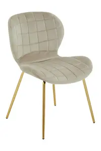 Mink Velvet Dining Chair, Velvet Upholstered Accent Dining Table Chair, Gold Finish Legs Living Room Chair