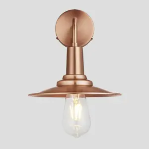 Industville Sleek Flat Wall Light, 8 Inch, Copper, Copper Holder