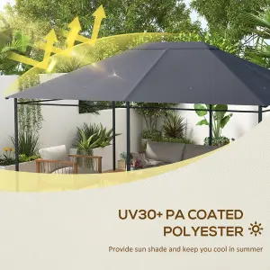 Outsunny 3 x 4m Gazebo Canopy Replacement Gazebo Roof Cover, Dark Grey