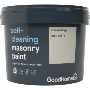 GoodHome Self-cleaning Breckenridge Smooth Matt Masonry paint, 10L Tub