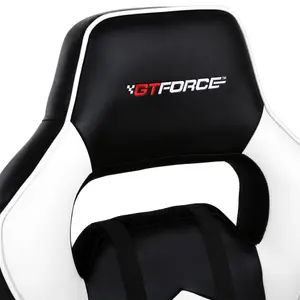 GTForce Turbo Reclining Sports Racing Gaming Office Desk Pc Car Faux Leather Chair (White)