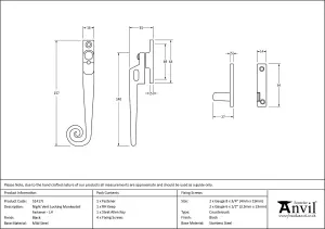 From The Anvil Black Locking Night-Vent Monkeytail Fastener - LH