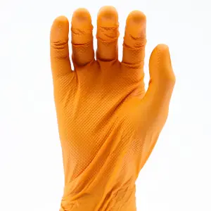 2 Boxes of Gator Gripz Medium (100 Gloves) - Super Strong 10 Mil Thick - Orange Diamond Grip -Disposable Nitrile Gloves