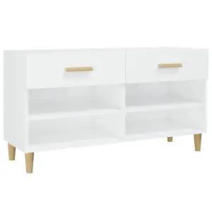 Berkfield Shoe Cabinet High Gloss White 102x35x55 cm Engineered Wood