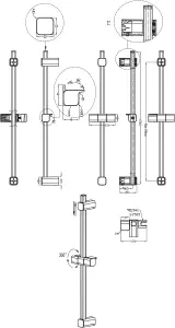 GoodHome Teesta Straight Shower riser rail, 67.4cm