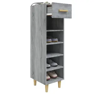 Berkfield Shoe Cabinet Grey Sonoma 30x35x105 cm Engineered Wood