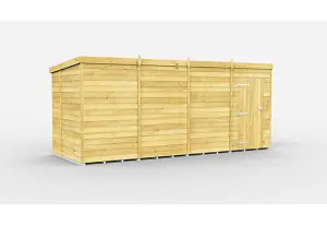 15 x 6 Feet Pent Shed - Single Door Without Windows - Wood - L178 x W454 x H201 cm