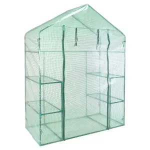 Walk In Greenhouse Garden Plant Grow House Outdoor Growhouse Garden Structure with Shelving & Roll Up Cover