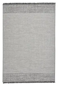 Plaid Flat Weave Easy Clean Rug - Silver - 160x220