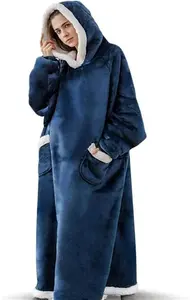 Seogva Extra Long Wearable Blanket Hoodie, Oversized Blanket Sweatshirt For Women And Men, Super Warm And Cozy Giant Hooded Blanket, Thick Flannel