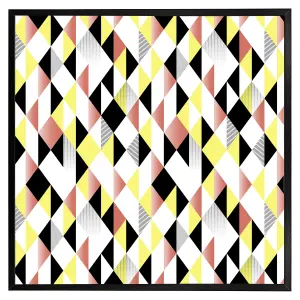 Yellow, pink & black geometric pattern (Picutre Frame) / 30x30" / Grey