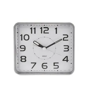 Analogue Quartz Movement / Crystal Alarm Tabletop Clock in Silver