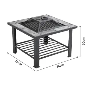 Outdoor Garden Wood Burning Fire Pit Table BBQ Grill