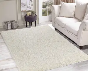 Modern Extra Large Small Soft 5cm Shaggy Non Slip Bedroom Living Room Carpet Runner Area Rug - Ivory 60 x 110 cm