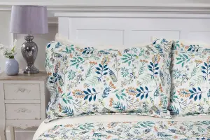 Emma Barclay Fernley Bedspread Throwover Set Soft Touch Microfibre Floral Green Single