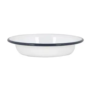 Argon Tableware - White Enamel Deep Bowls - 19cm - Navy (Set of 12)