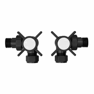 Rinse Bathrooms Traditional Corner Radiator & Towel Rail Valves Pair 15mm Corner Radiator Valve Black