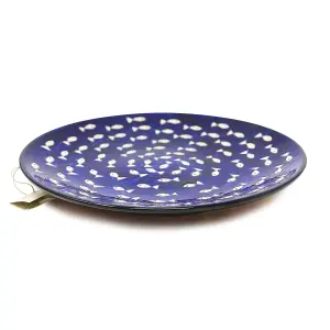 Signature Blue & White Fish Hand Painted Ceramic Kitchen Dining Large Platter (Diam) 42cm