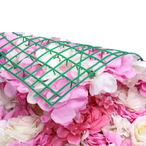 Artificial Flower Wall Backdrop Panel, 60cm x 40cm, White, Pink &Ivory