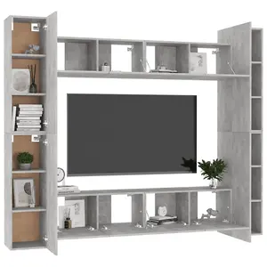 Berkfield 8 Piece TV Cabinet Set Concrete Grey Engineered Wood