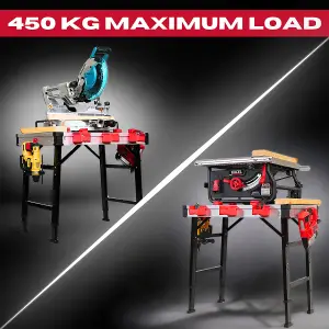 Excel 2-in-1 Foldable Workbench Table Sawhorse Adjustable Height With 2 Clamps