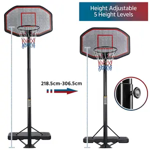 Yaheetech Red Adjustable Height Basketball Hoop for Outdoors