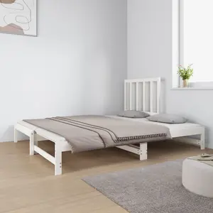 Berkfield Pull-out Day Bed White 2x(90x190) cm Solid Wood Pine