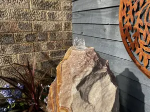 Sandstone Monolith Water Feature - Mains Powered - Natural Stone - L30 x W30 x H60 cm