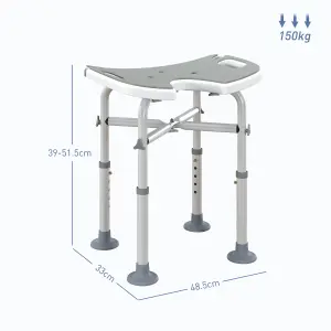 HOMCOM Aluminium Shower Stool for Elderly Disabled Non-Slip Bath Stool Grey