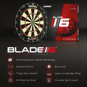 Winmau Blade 6 Triple Core Professional PDC Dartboard with Official tournament specifications