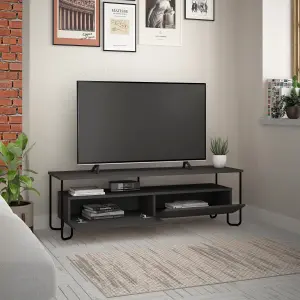 Decortie Cornea Modern TV Unit Anthracite Grey with Storage TV Cabinet 150cm