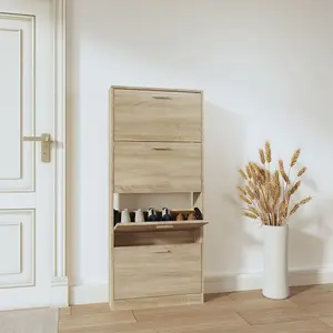 Shoe Cabinet Oak 59x17x150 cm Engineered Wood