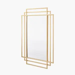 Gold Metal Art Deco Rectangular Wall Mirror