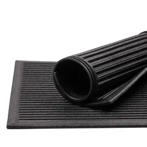 Nicoman Black Harmony Ribbed Rubber Heavy duty Door mat, 60cm x 40cm