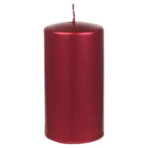 URBNLIVING Mix Set of 4 variable Sizes Decorative Christmas Red Pillar Wax Candles for Wedding Church Party & Home Decor