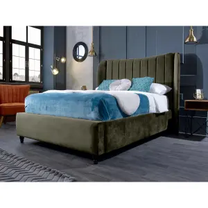 Carli Plush Velvet Grey Bed Frame