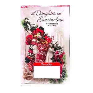 Simon Elvin For You Daughter And Son In Law Christmas Card (Pack of 6) White/Red/Green (One Size)