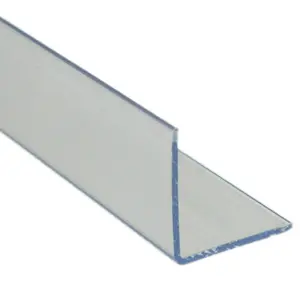 Clear Polyvinyl chloride (PVC) Equal L-shaped Angle profile, (L)2m (W)20mm (D)20mm (T)1mm