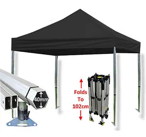 3m x 3m Compact 40 Instant Shelter Pop Up Gazebos Frame & Canopy - Black