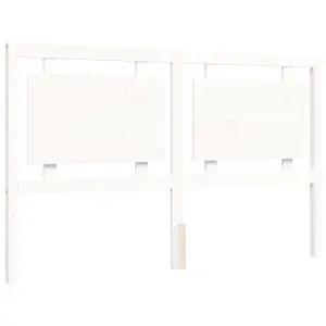 Berkfield Bed Frame with Headboard White King Size Solid Wood