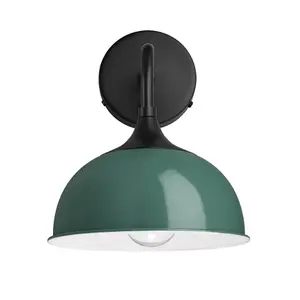 Industville Chelsea Dome Wall Light, 8 Inch, Turquoise, Black Holder