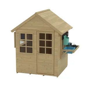 Foxglove Cottage Playhouse with Early Fun Mud Kitchen Accessory and Shutters - FSC certified