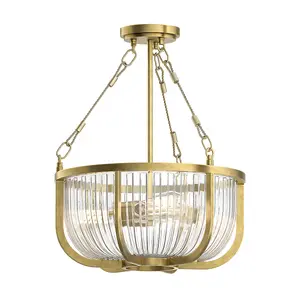 Luminosa Kichler Roux Cylindrical Pendant Ceiling Light Natural Brass