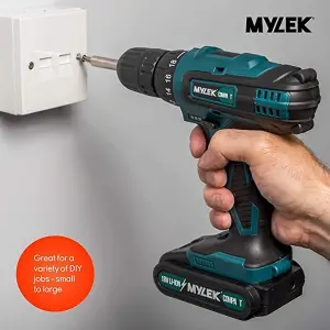 MYLEK 18V Cordless Drill Li-ion Electric Driver Set Also With 131 DIY Accessory Set