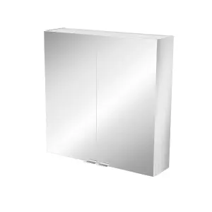 Imandra Compact Matt Silver Mirror effect Double Bathroom Cabinet Mirrored (H)600mm (W)600mm