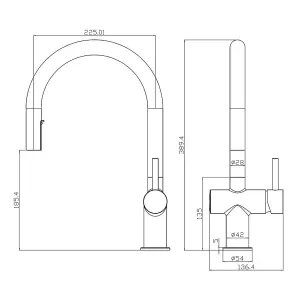 Liquida W19CP Single Lever Pull Out Head Copper Kitchen Mixer Tap